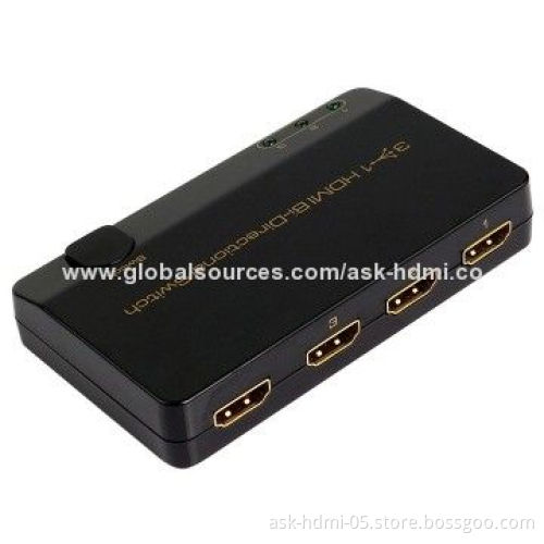 4K 3D HDMI 3 x 1 Bi-directional Switch with Plug-and-play Function, Sized 106*60.7*18.8mm